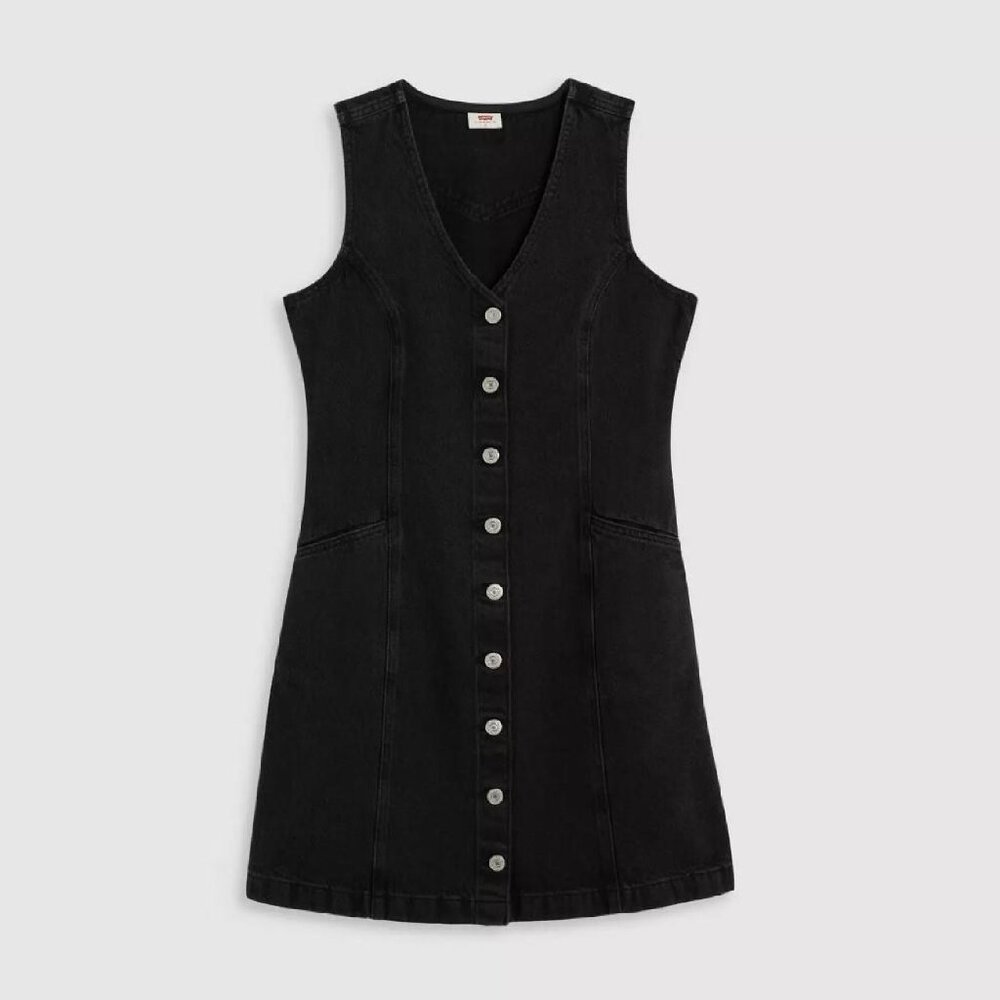 new Sz XL Levi's Women's Vianna Vest Dress in BLACK Denim (new w/ tags) - Picture 3 of 8
